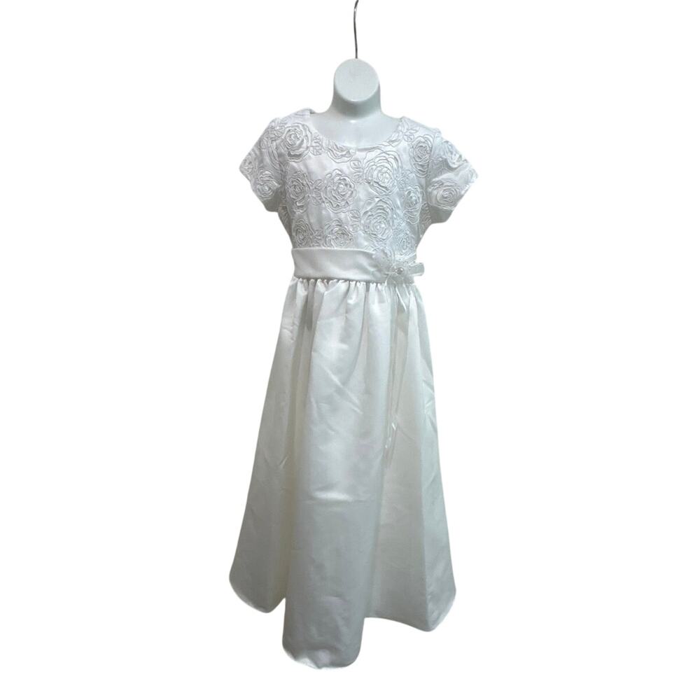 Girls 10 White Formal Dress Long Communion Flower Girl Princess Kids Love USA
